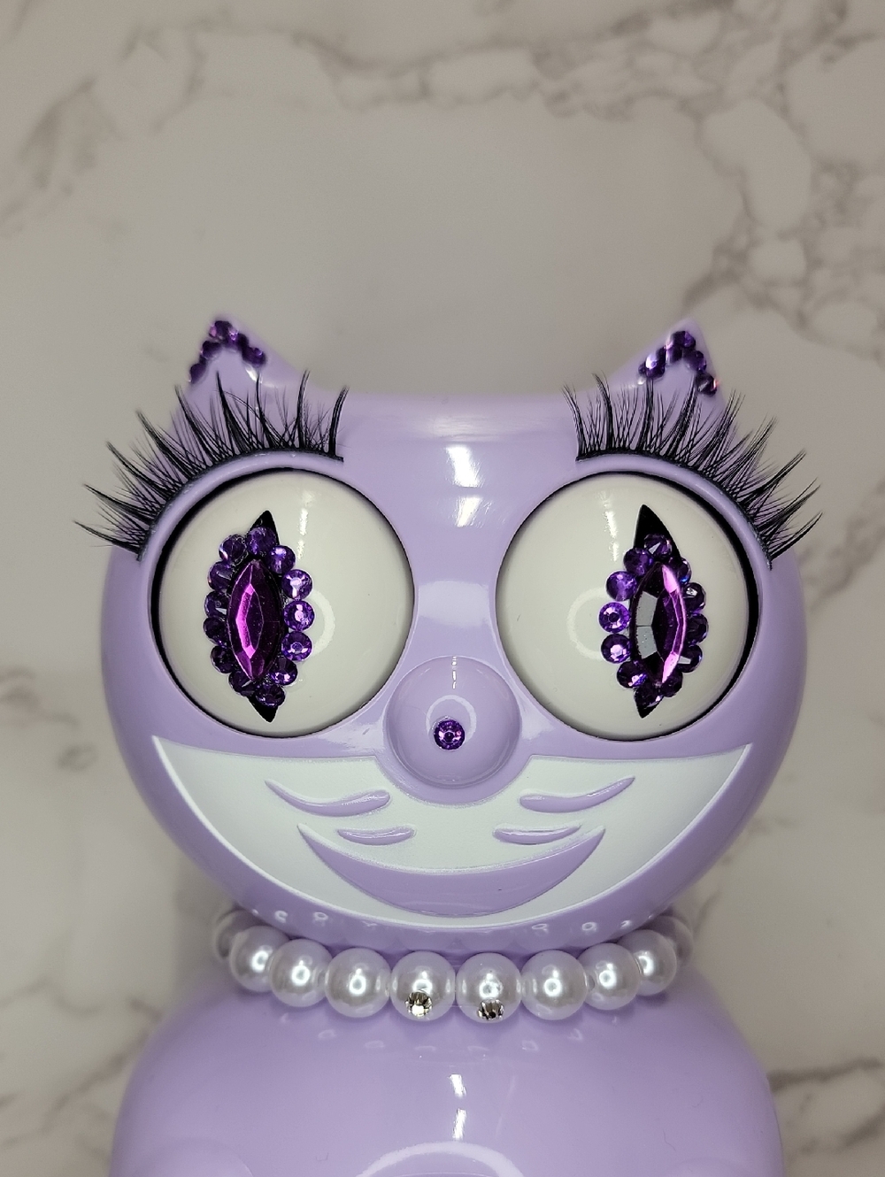 RARE RETIRED Jeweled Pastel Lilac Lady Kit Kat Cat Klock Clock